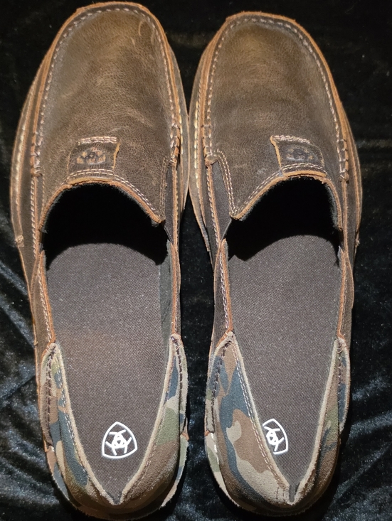 Ariat Brown Leather Slip-On Loafers with Camo Heel Accent main image 3